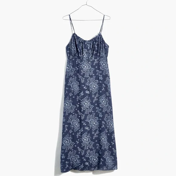 Madewell Tie Back Button Front Midi Dress Sz 4 - Picture 2 of 10